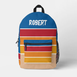 Sac À Dos Imprimé Conception de bandes colorées d'inspiration vintag