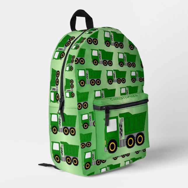 Sac À Dos Imprimé Conception de camion vert personnalisée (Coin arrière gauche)