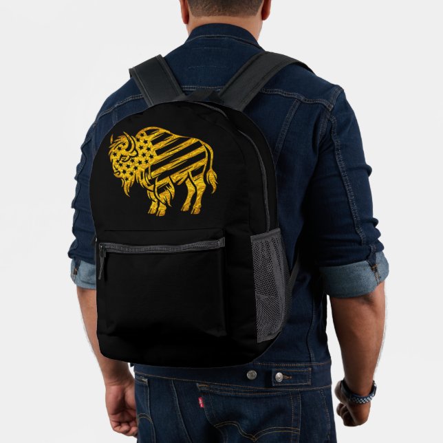 Sac À Dos Imprimé Conception Patriotique Gold Bison (Insitu (Modèle))