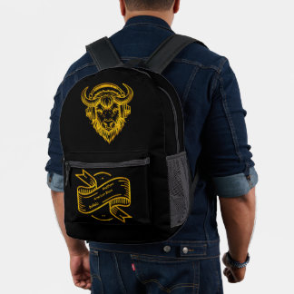 Sac À Dos Imprimé Conception unique d'un bison portant un casque