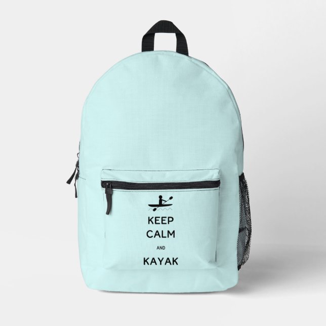 Sac À Dos Imprimé Conserver le calme et Kayak Nom personnalisé (Recto)