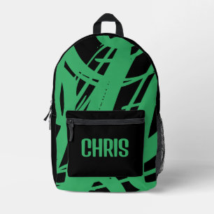 Sac À Dos Imprimé Cool Black Et Vert Lumière Garçons Filles École po