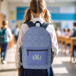 Sac À Dos Imprimé Cool Bleu et Vert Moderne Monogramme
