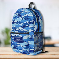Cool Camo Shark Motif Nom personnalisé Texte