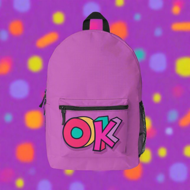 Sac À Dos Imprimé Cool élégant Colorful "OK" Bold Purple Sports (Créateur téléchargé)