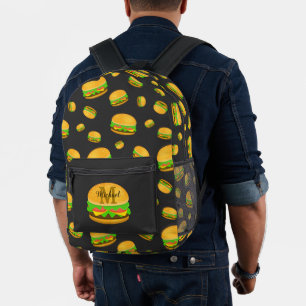 Sac À Dos Imprimé Cool et fun yummy burger motif personnalisé Monogr