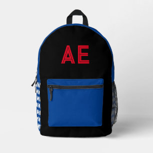 Sac À Dos Imprimé Cool Monogramme Rouge Bleu Bleu Blanc Pois