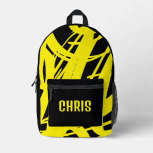 Sac À Dos Imprimé Cool Noir Et Jaune Pour Garçons Filles & Enfants É