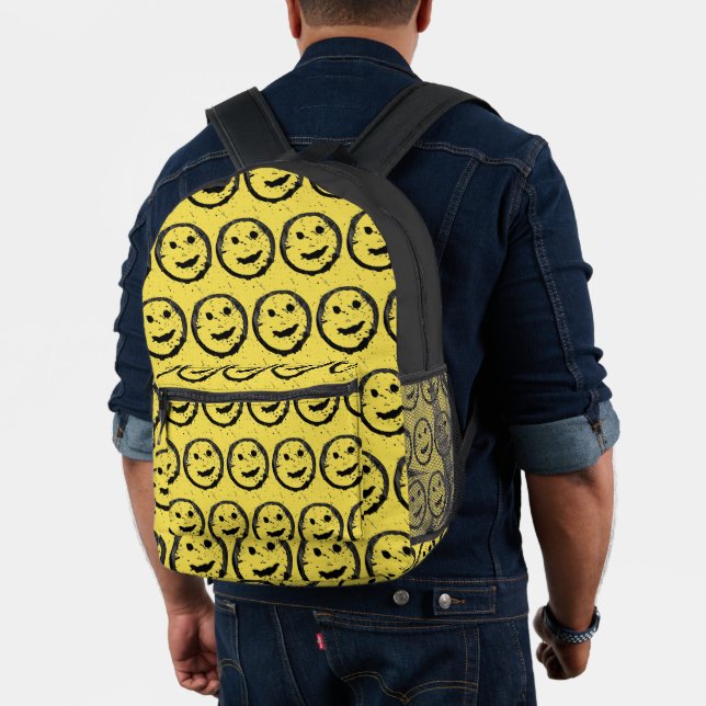 Sac À Dos Imprimé Cool Sardé Joyeux visage souriant motif jaune (Insitu (Modèle))