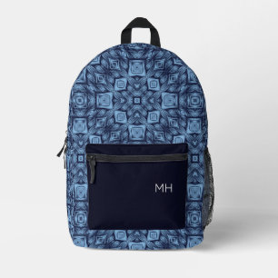 Sac À Dos Imprimé Cool unique bleu Mandala Motif Monogrammes Initial