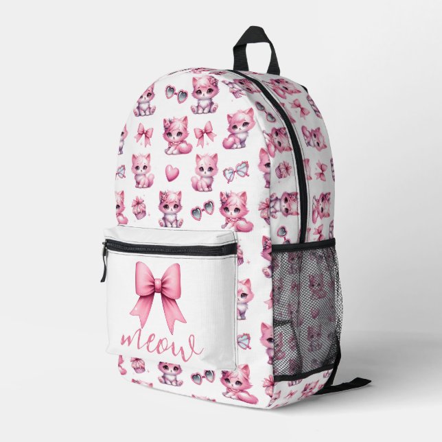 Sac À Dos Imprimé Coquette Rose Cute Chat Esthétique Fille Blush (Coin arrière droit)