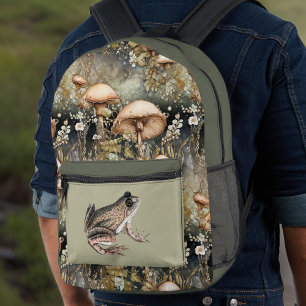 Sac À Dos Imprimé Cottage d'olivierChampignons et grenouille avec mo