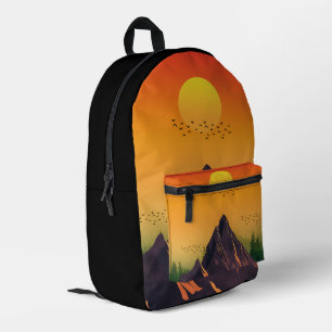 SAC À DOS IMPRIMÉ COUCHER DE SOLEIL NATUREL VINTAGE DE MONTAGNE