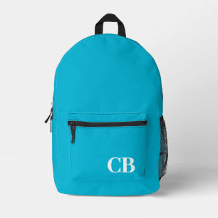 Sac À Dos Imprimé Couleur de tendance - Vivid Cyan Monogramme imprim