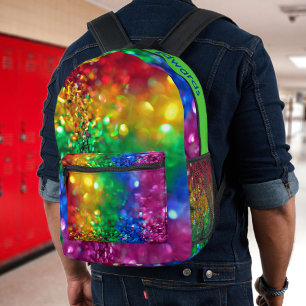 Sac À Dos Imprimé Couleur éclatante Séquin arc-en-ciel personnalisab