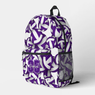 Sac À Dos Imprimé Couleurs de l'équipe de motif violet blanc volleyb