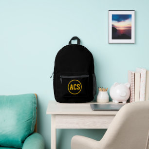 Sac À Dos Imprimé Couleurs et lettres de l'école noir et or