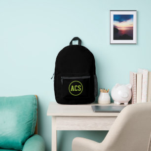 Sac À Dos Imprimé Couleurs et lettres de l'école noir et vert