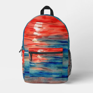 Sac À Dos Imprimé Couleurs uniques attrayantes Main peinte rouge océ