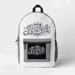 Sac À Dos Imprimé Couronne de diamants de luxe LUINA Cadeau de nom p