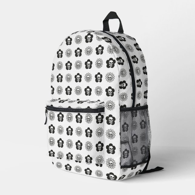 Sac À Dos Imprimé Crânes Fleurs (Coin arrière droit)
