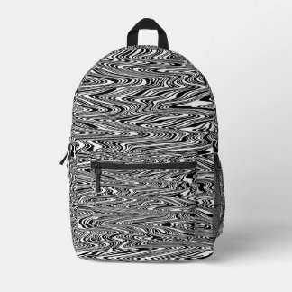 Sac À Dos Imprimé Cravate Abstraite Zigzag noir et blanc