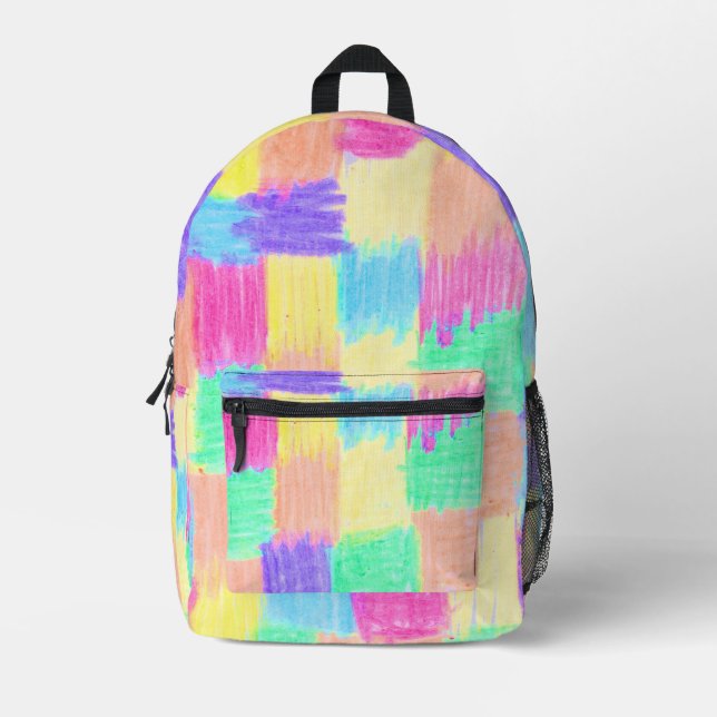 Sac À Dos Imprimé Crayon carré doodé (Recto)