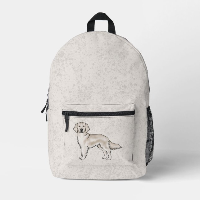 Sac À Dos Imprimé Crème anglaise Golden Retriever mignon chien beige (Recto)