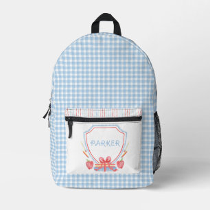 Sac À Dos Imprimé Crest scolaire École En vichy