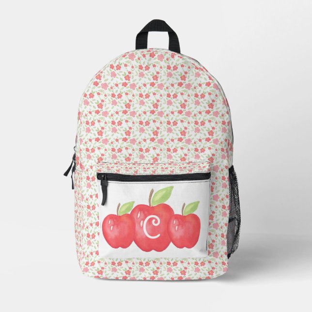 Sac À Dos Imprimé Crest scolaire | Monogramme de pomme scolaire (Recto)
