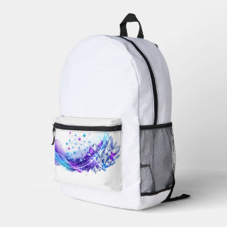 Sac À Dos Imprimé Cristal de Réseau Futuriste Bleu Violet Abstrait