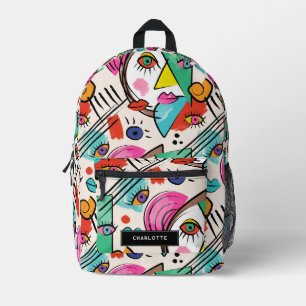 Sac À Dos Imprimé Cubisme moderne Abstrait Artsy Femme Visages