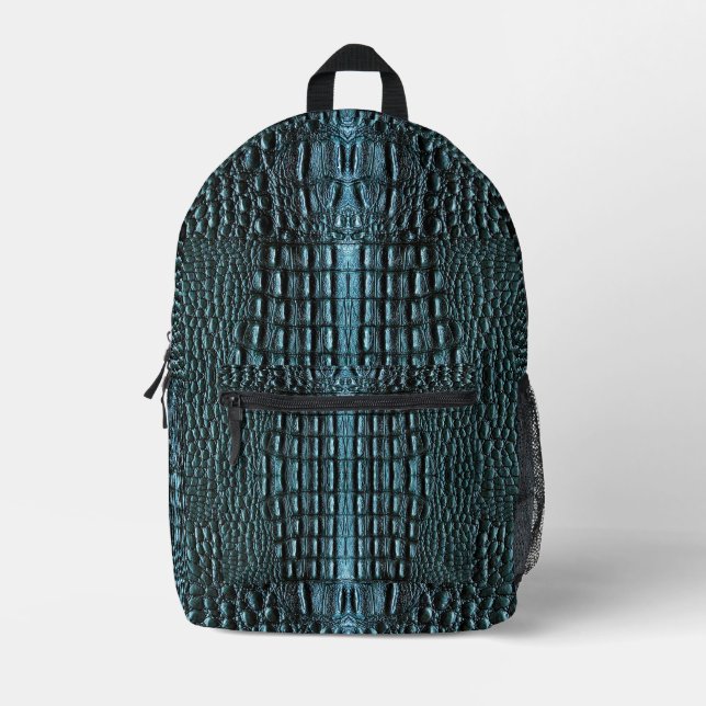 Sac À Dos Imprimé Cuir Alligator Bleu (Recto)