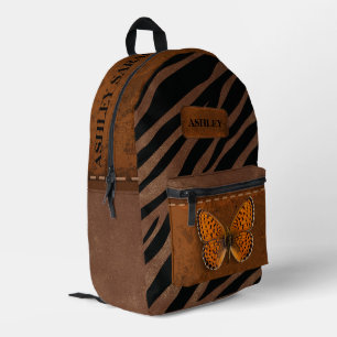 Sac À Dos Imprimé Cuir unique personnalisé Zèbre et papillon