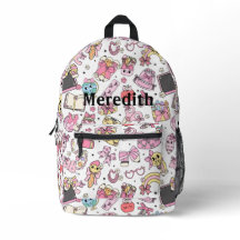 Custom Cute Pink Retro Back To School Backpack