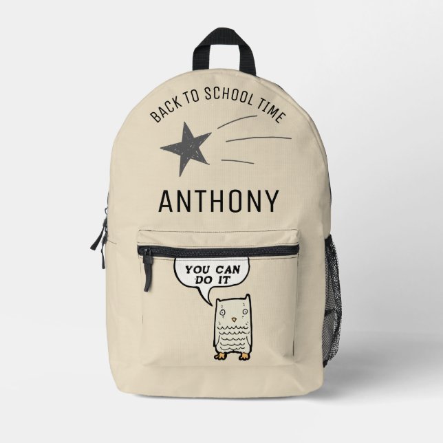 Sac À Dos Imprimé Custom mignon dessiné à la main Owl drôle dessin p (Recto)