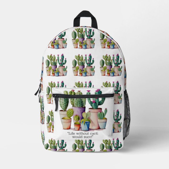 Sac À Dos Imprimé Cute aquarelle cactus succulents dans les pots (Recto)
