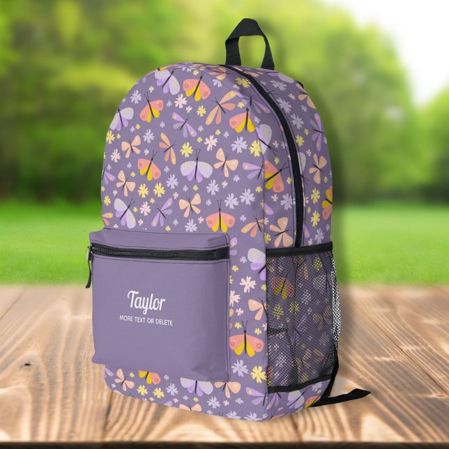 Sac À Dos Imprimé Cute Butterfly Floral, Personnalisé Enfants Nom Te (Créateur téléchargé)
