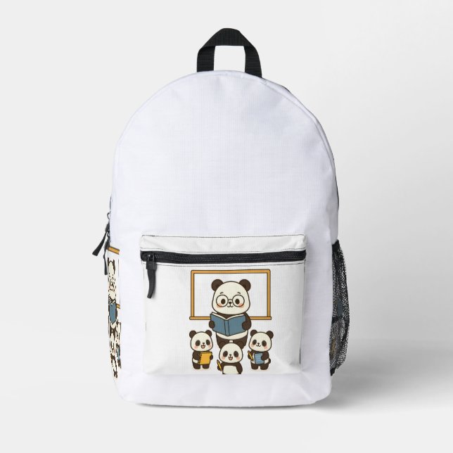 Sac À Dos Imprimé Cute Cartoon Panda enseignant et élèves de l'école (Recto)