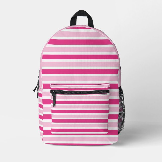 Sac À Dos Imprimé Cute chic raypes rose et blanc (Recto)