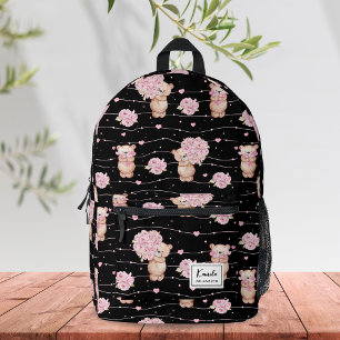 Sac À Dos Imprimé Cute Coquette Ours Teddy Avec Fleurs Roses Personn