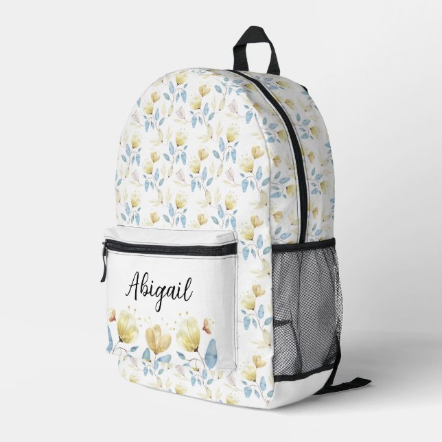 Sac À Dos Imprimé Cute Country Chic Aquarelle Floral Personnalisé (Coin arrière droit)
