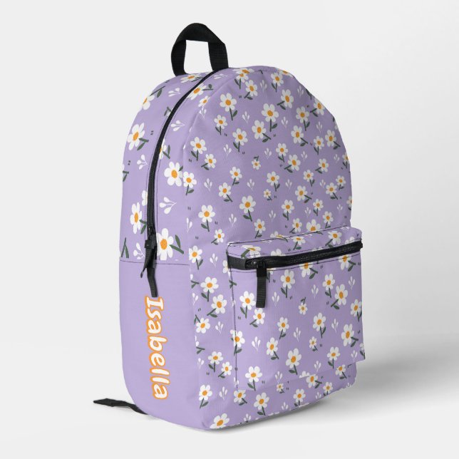 Sac À Dos Imprimé Cute Daisy Flower Pattern Purple School (Coin arrière gauche)