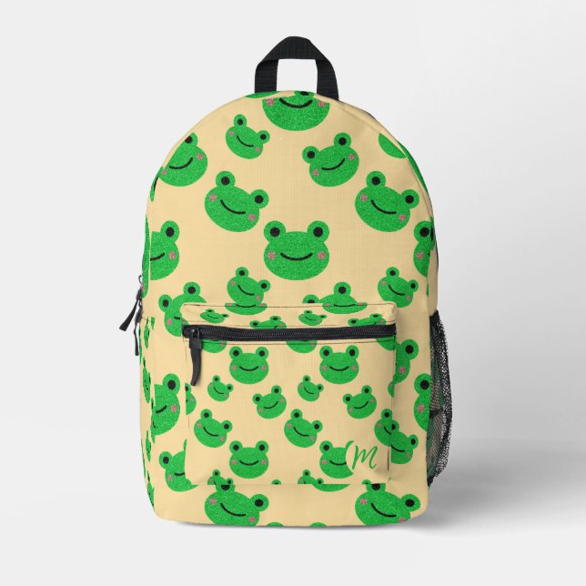 Sac À Dos Imprimé Cute Frog école pour enfants avec initial (Recto)