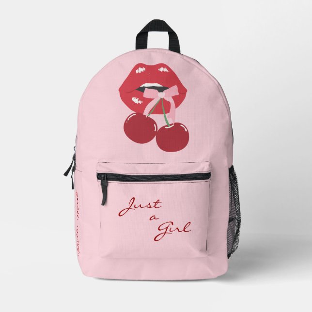 Sac À Dos Imprimé Cute Girin Feminine Cerise lèvres (Recto)