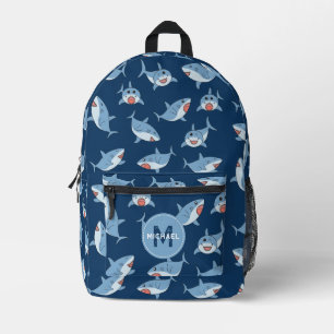 Sac À Dos Imprimé Cute Great White Sharks Ocean Monogram School