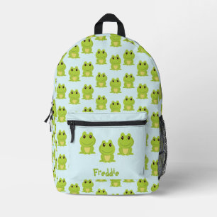 Sac À Dos Imprimé Cute grenouille verte sur bleu
