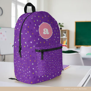 Sac À Dos Imprimé Cute Hearts Girl Monogramme École personnalisée