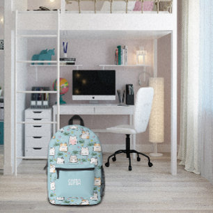 Sac À Dos Imprimé Cute kawaii kitty motif azure bleu