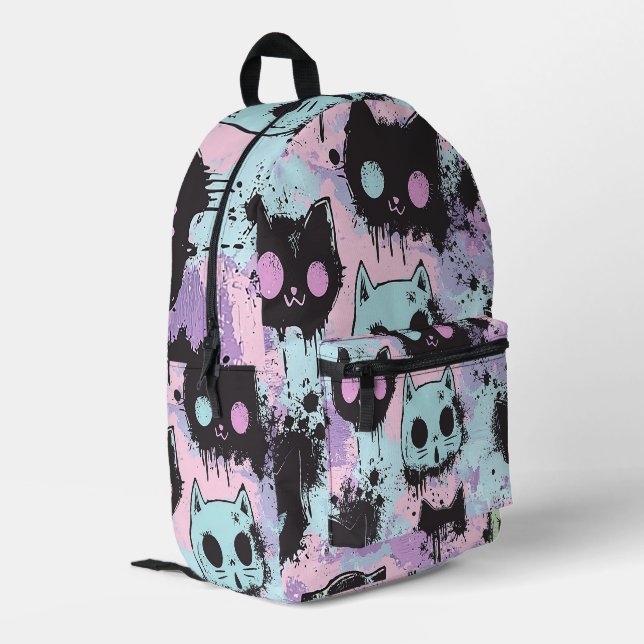 Sac À Dos Imprimé Cute Kawaii Pastel Goth Chat Déplaisant (Coin arrière gauche)